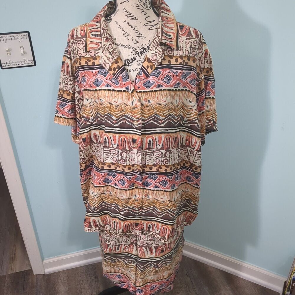 Vintage 1980’s Oscar de la Renta PLUS SIZE Silk Set shorts shirts 1x vintage